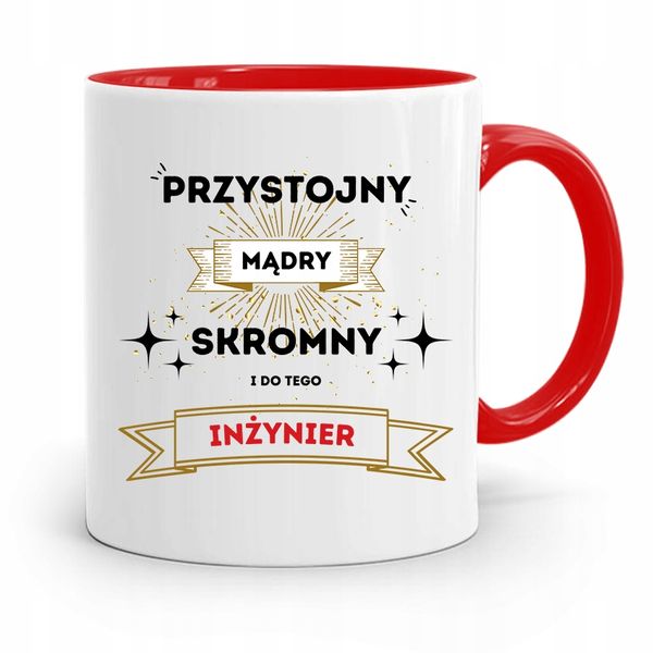 Dla Inżyniera Kubek Czerwony Prezent Z Nadrukiem Ze Zdjęciem zdjęcie 1
