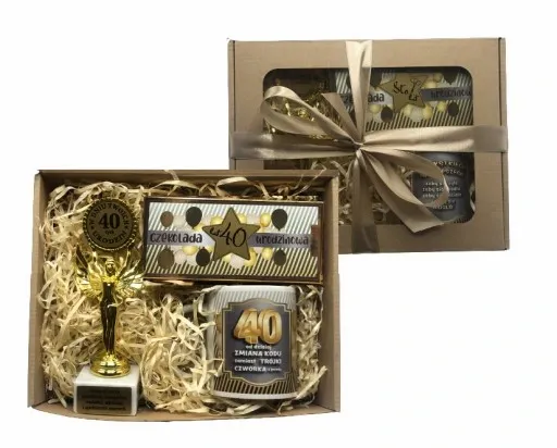 Prezent Na Urodziny 18-99 Zestaw Kosz Prezentowy Statuetka Kubek Czekolada zdjęcie 1