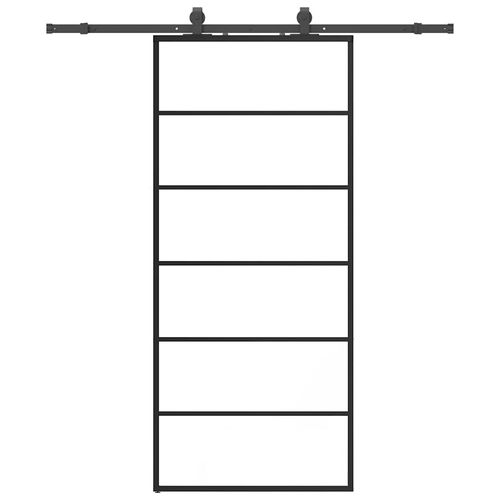 Drzwi przesuwne z zestawem okuć czarne 90x205 cm ESG szkło na Arena.pl