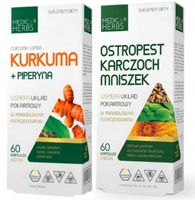 OSTROPEST KARCZOCH MNISZEK + KURKUMA i PIPERYNA Krążenie Wątroba Trawienie