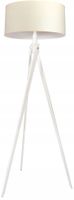 LAMPA PODŁOGOWA TRÓJNÓG, DREWNO, ABAŻUR