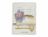 Komplet 3 spinek do włosów fioletowy kwiatek