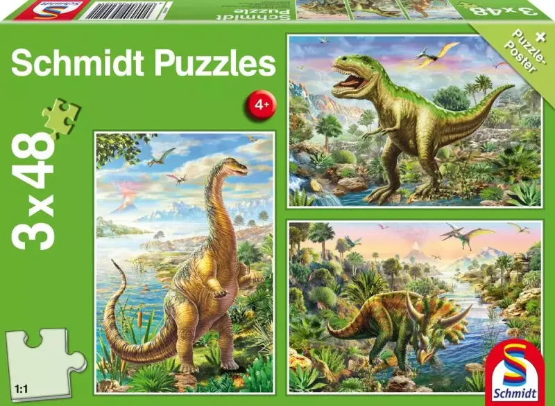 Puzzle 3x48 Dinozaury G3 zdjęcie 1