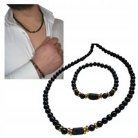 Komplet naszyjnik i bransoletka z kamieni naturalnych Agat Turmalin ochrona