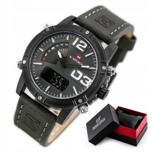 ZEGAREK MĘSKI NAVIFORCE CARBON +BOX +GRAWER datownik budzik stoper minutnik na Arena.pl