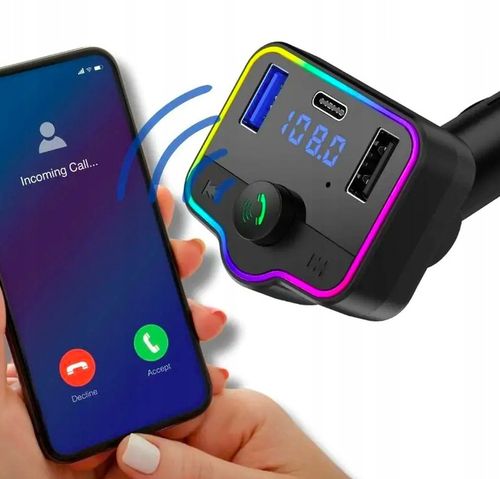 TRANSMITER SAMOCHODOWY BLUETOOTH 5.0 ROZMOWY RADIO 2x USB 1x TYP C PILOT na Arena.pl