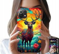 ETUI DO XIAOMI MI 11 LITE - KOLOROWE WZORY JELEŃ ŁOŚ ZWIERZĘTA LEŚNE