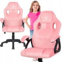 Fotel obrotowy gracza welur różowy krzesło do biurka ucznia dziewczynki