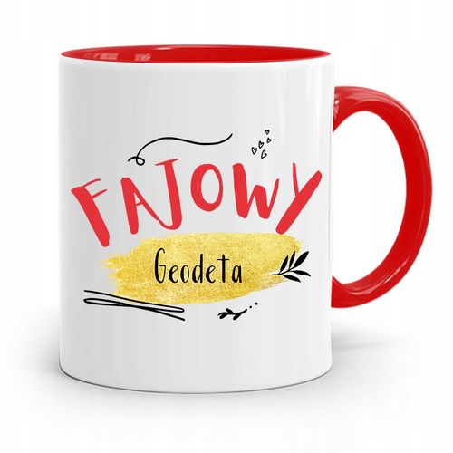 Kubek Czerwony Dla Geodety Fajowy Geodeta Prezent Z Nadrukiem Ze Zdjęciem na Arena.pl