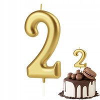 ŚWIECZKA URODZINOWA CYFERKA 2 ZŁOTA METALICZNA CYFRA NA IMPREZĘ URODZINOWĄ