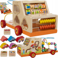 MONTESSORI AUTO DREWNIANY SAMOCHÓD KLOCKI SORTER LICZYDŁO KSZTAŁTY CYFRY
