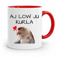 Kubek Czerwony Na Walentynki Aj Low Ju Kurła Z Nadrukiem Ze Zdjęciem