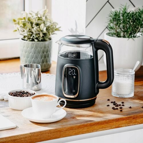 CZAJNIK ELEKTRYCZNY Z REGULACJĄ TEMPERATURY SZKLANY 1,7L Czarny Do na Arena.pl