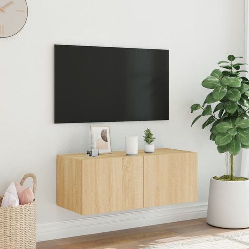 Ścienna szafka TV z LED, dąb sonoma, 80x35x31 cm na Arena.pl