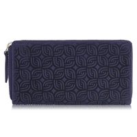 portfel damski skórzany w geometryczny wzór granatowy