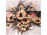 40X40CM ZEGAR SŁONECZNIKI PUDROWYM RÓZU OBRAZ