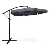 Parasol ogrodowy CYNIA 245x300x300 z wysięgnikiem i falbaną szary