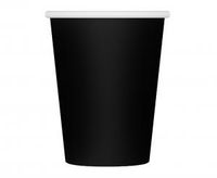 kubeczki pap. jednokolorowe czarne, 250 ml / 6 szt.  pf-kjcn