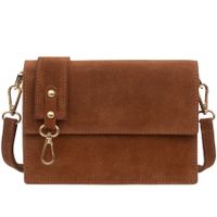 VERA PELLE torebka damska zamszowa listonoszka z paskiem V684 brązowa