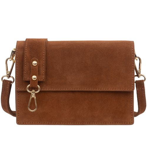 VERA PELLE torebka damska zamszowa listonoszka z paskiem V684 brązowa na Arena.pl