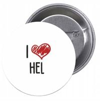 Przypinki buttony I LOVE HEL znaczki z grafiką HIT