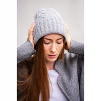 Czapka Damska Młodzieżowa Beanie Podwijana Zimowa Casualowa Ciepła z Wełną