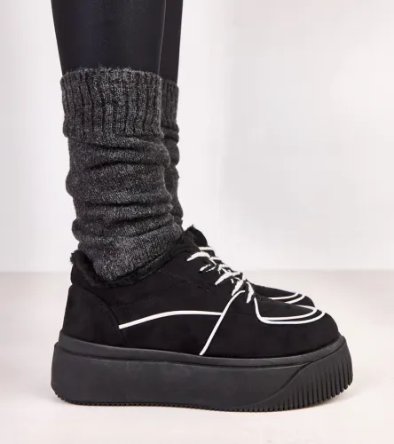 Czarne sneakersy ocieplane na platformie Vargas 41 na Arena.pl