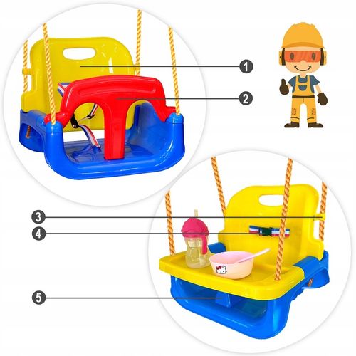 HUŚTAWKA DLA DZIECI OGRODOWA ZEWNĘTRZNA lub DOMOWA MODEL ZE STOLICZKIEM 4w1 na Arena.pl