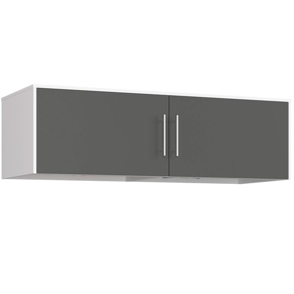 Nadstawka na szafę przesuwną 150 cm 2 drzwi - biała szara zdjęcie 1