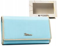 pojemny, skórzany portfel damski na zatrzask i suwak - peterson