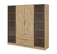 Szafa 4-Drzwiowa z Szufladami + Szkło 4D2SZ 206cm Artisan KALI PS -4 Kolory