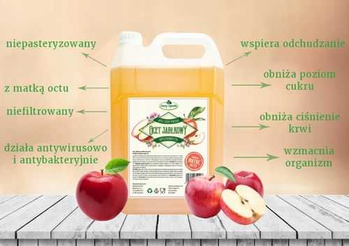 Ocet Jabłkowy Naturalny ŻYWY Niefiltrowany Zdrowy / 5 l Dary Ogrodu na Arena.pl