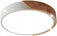 LAMPA SUFITOWA PLAFON LED DREWNO OKRĄGŁY BIAŁY NOWOCZESNY 24W 4500K