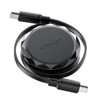 kabel przewód usb-c - usb-c zwijany z organizerem 60w - czarny