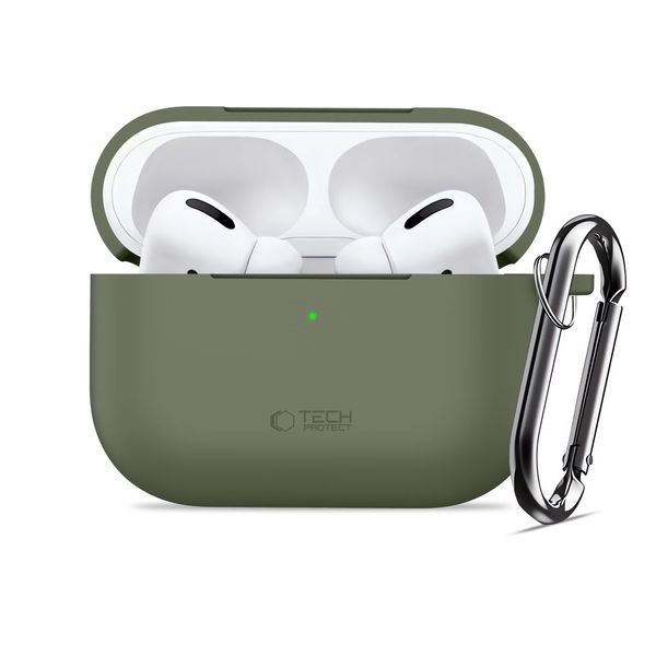 tech-protect silicone hook apple airpods pro 3 olive green zdjęcie 3