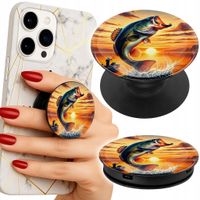 Uchwyt do telefonu Popsocket na palce/stojak WZORY WĘDKARSKIE RYBY WĘDKA