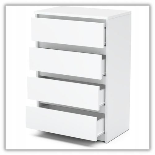 Komoda Biała Z 4 Szufladami 60 CM Szafka Rtv Loft Mała Nowoczesna Do na Arena.pl