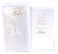 Karnet Ślub z białą koronką