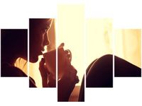 70 100CM OBRAZ 5 ELEM MAŁA CZARNA O PORANKU DRUK PŁÓTNO