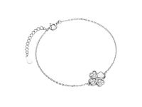 Delikatna rodowana srebrna bransoletka gwiazd celebrytka koniczynka lucky cyrkonie srebro 925 Z1725B