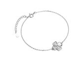 Delikatna rodowana srebrna bransoletka gwiazd celebrytka koniczynka lucky cyrkonie srebro 925 Z1725B