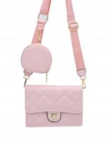 Victoria J. - torebka listonoszka portfelik pikowana różowy VJ-952