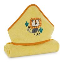 Bawełniany ręcznik Baby69 100X100 cm żółty kaptur lew