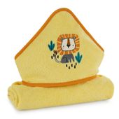 Bawełniany ręcznik Baby69 100X100 cm żółty kaptur lew