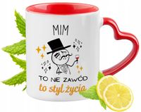 Kubek Czerwony Z Uszkiem W Kształcie Serca Dla Mima Na Prezent