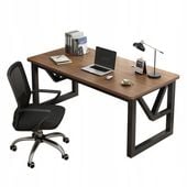 BIURKO GAMINGOWE NOWOCZESNE LOFT INDUSTRIALNE Z PÓŁKĄ CIEMNY BUK  120 CM