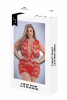 baci corset front lace mini dress red qs - koronkowa sukienka mini czerwona