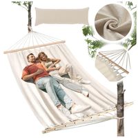 Hamak z poprzeczką dwuosobowy beżowy