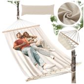 Hamak z poprzeczką dwuosobowy beżowy