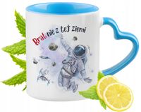 Dla Brata Kubek Błękitny Z Uszkiem W Kształcie Serca Na Prezent Z Nadrukiem